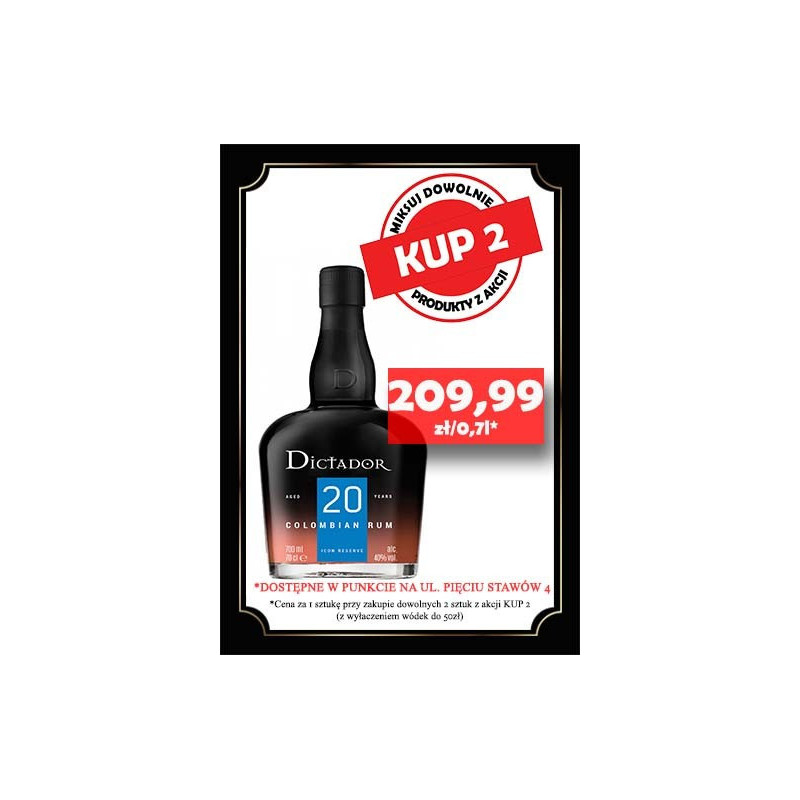 rum dictador 20YO, rum importowany